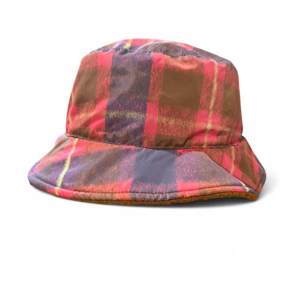 Aerie Pink Purple Plaid Sherpa Bucket Hat S/M Preppy Rain Cute Coquette Y2K